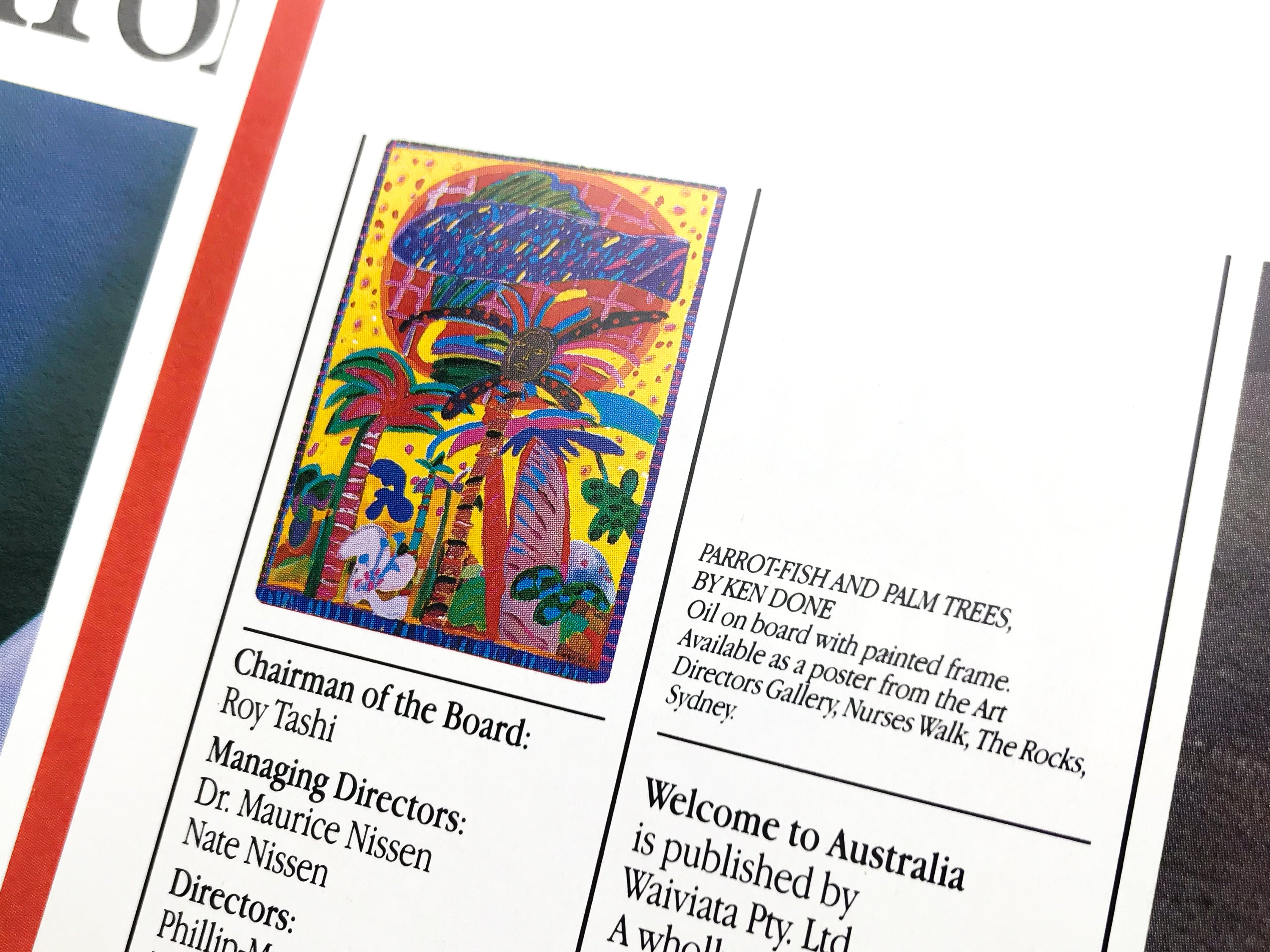 WELCOME TO AUSTRALIA: GUEST INFORMATION 1986/87 EDITION [1986] — Ken Done Cover Art