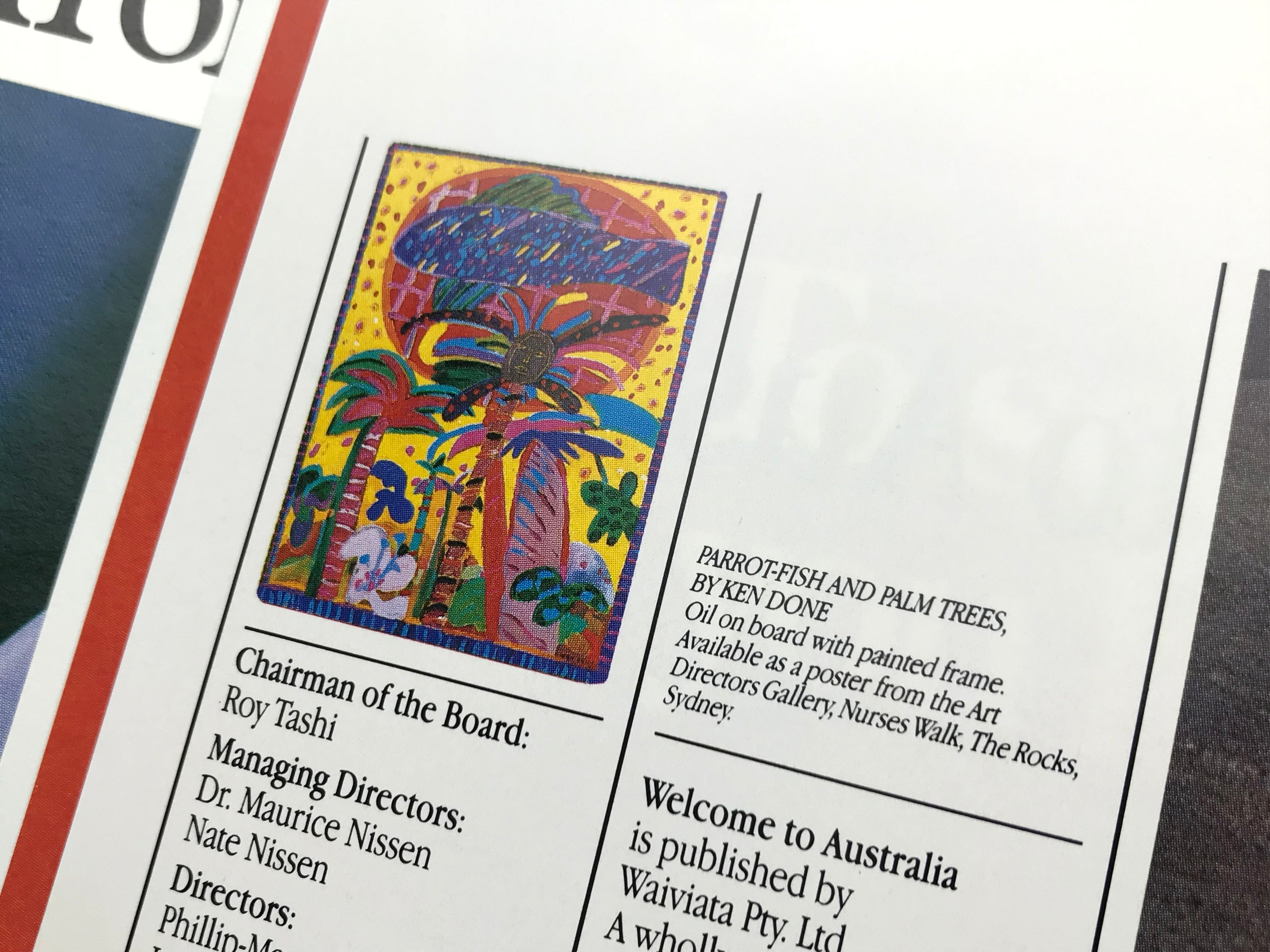 WELCOME TO AUSTRALIA: GUEST INFORMATION 1986/87 EDITION [1986] — Ken Done Cover Art