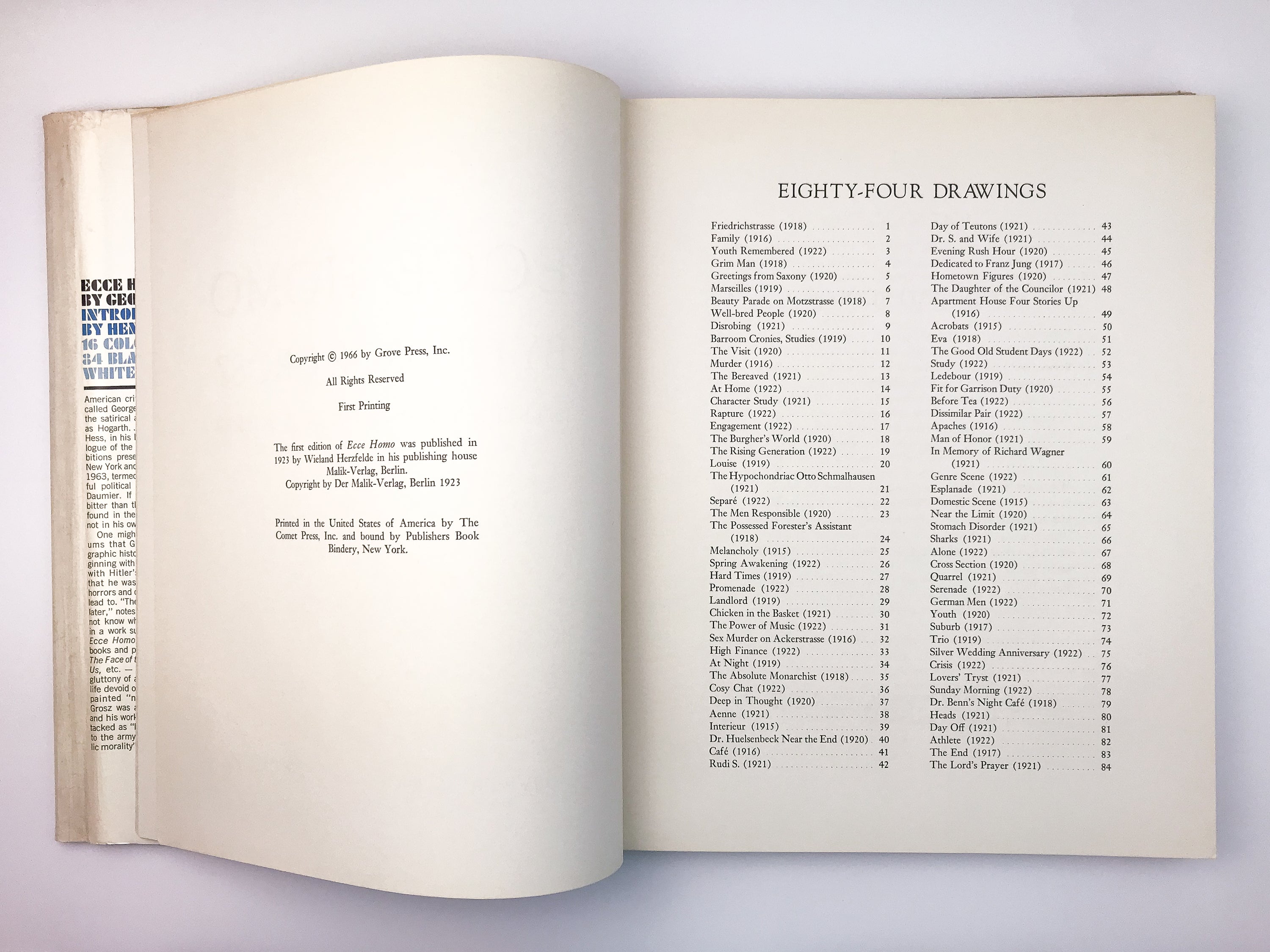 GEORGE GROSZ: ECCE HOMO [1966] — First Printing + 2 Tipped-in Duplicate Plates IV & XI