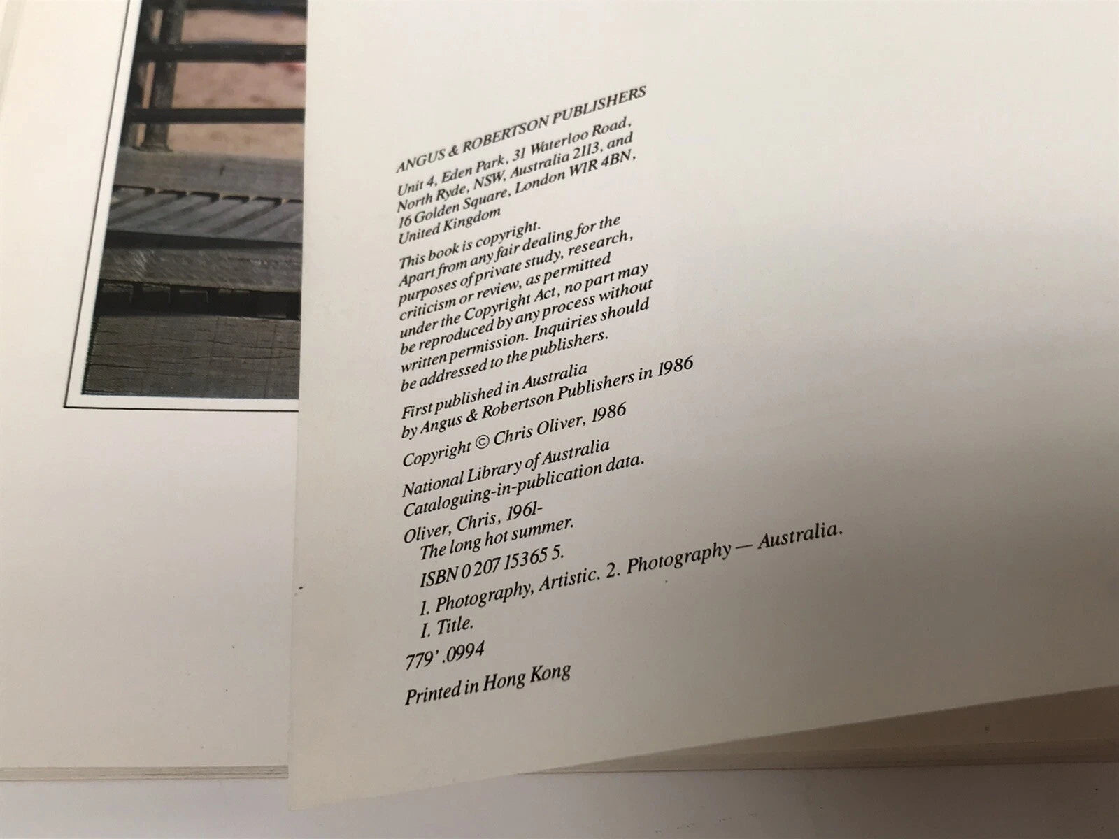 CHRIS OLIVER: THE LONG HOT SUMMER [1986] Rare First Edition